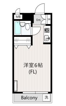 トレンチタウン(ワンルーム/3階)の間取り写真