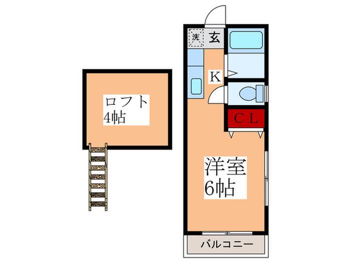 ピュア・ハウス(1K/2階)の間取り写真