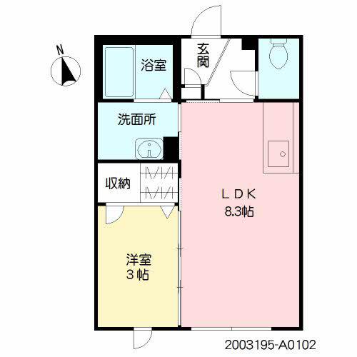 ヒルズ上野(1LDK/2階)の間取り写真