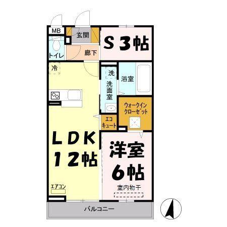 ゴールドパストラルⅤ(1SLDK/1階)の間取り写真