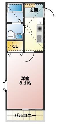 REDEAL横浜戸塚(1K/1階)の間取り写真