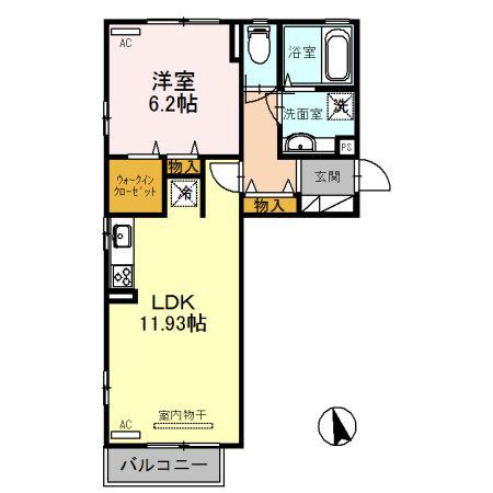 なでしこ(1LDK/2階)の間取り写真