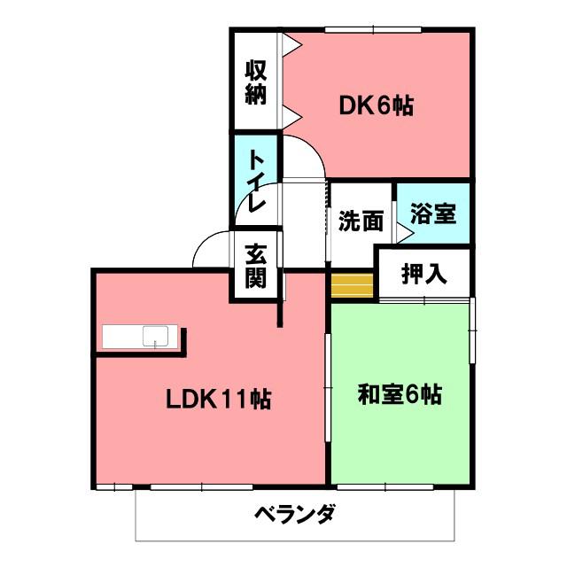 チェリープラザ(2LDK/2階)の間取り写真