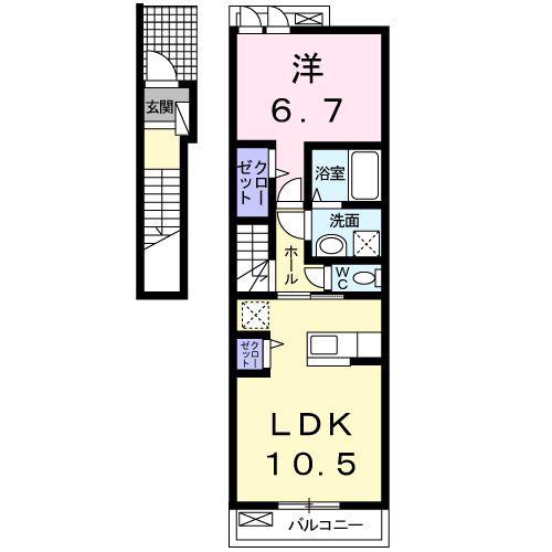 エル・クラシコ(1LDK/2階)の間取り写真