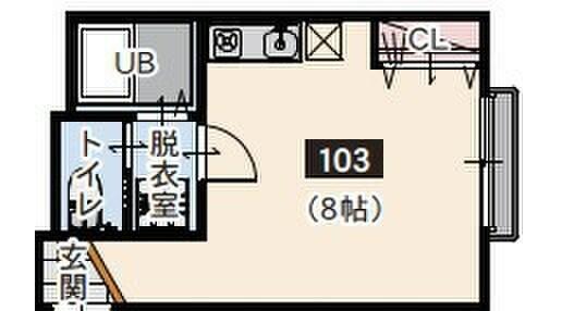ウインドツリーヒル(ワンルーム/1階)の間取り写真