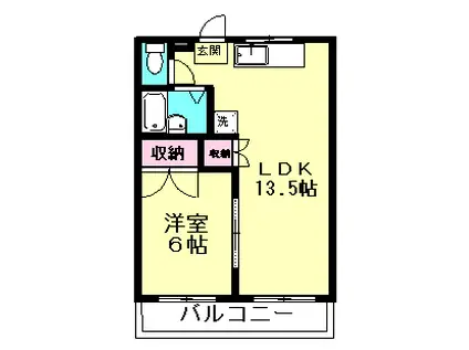ソレイユKM(1LDK/2階)の間取り写真