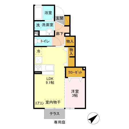 セジュールKPEC(1LDK/1階)の間取り写真