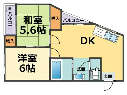 メゾン恵美(2DK/2階)の間取り写真