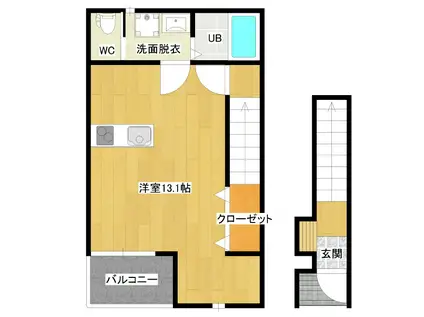 メゾンジュネス(ワンルーム/2階)の間取り写真