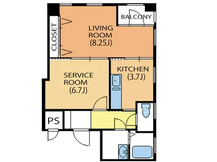 YAMAS APARTMENT(1LDK/2階)の間取り写真