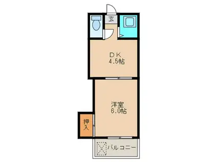 エクセレント筥松(1DK/1階)の間取り写真