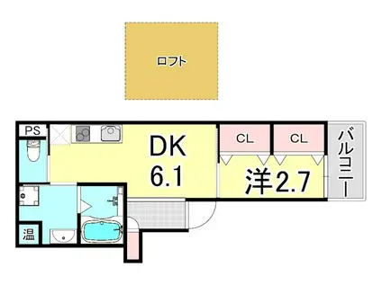 KTIレジデンス武庫川II(1DK/3階)の間取り写真