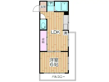 サンハイム瀬田(1LDK/2階)の間取り写真