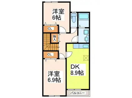 ボンヌールパンションII(2DK/1階)の間取り写真