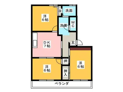 コモンシティ千代田F(3DK/1階)の間取り写真