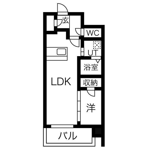 レジュールアッシュ塚本レジデンス(1LDK/9階)の間取り写真