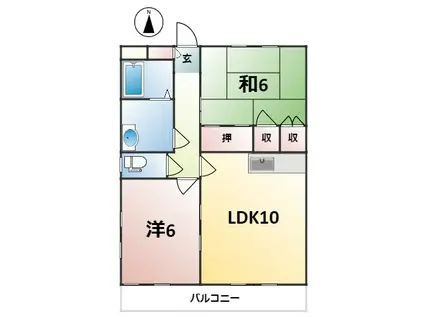 エステートピア・ルンビニーK(2LDK/2階)の間取り写真