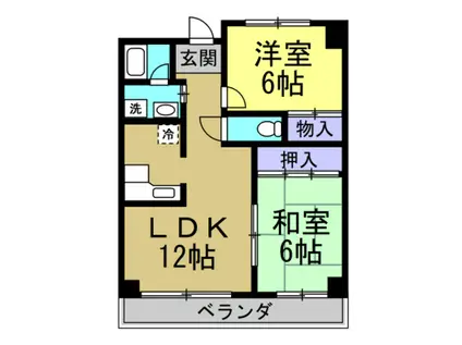 ユートピアタウンII(2LDK/2階)の間取り写真
