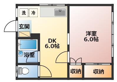 メゾン野比A棟(1DK/1階)の間取り写真