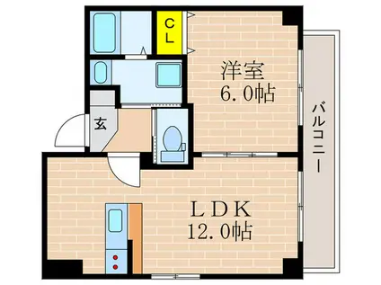 プラウドガーデン神戸(1LDK/9階)の間取り写真