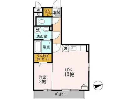 ラ・ローラン(ワンルーム/1階)の間取り写真