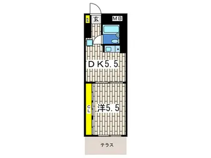 ポートハイム第3吉野町(1DK/1階)の間取り写真