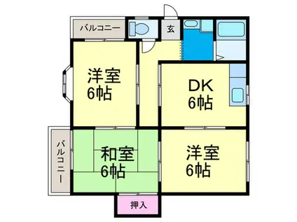 津之江ハウス(3DK/1階)の間取り写真
