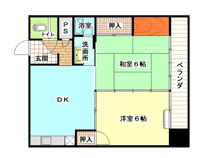 インテル(2DK/1階)の間取り写真