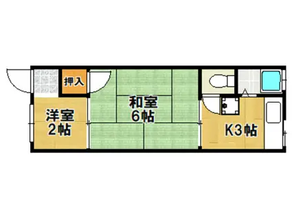 バートンハウス下新庄(2K/1階)の間取り写真