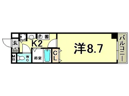 ロイヤルヒル神戸三ノ宮(1K/4階)の間取り写真