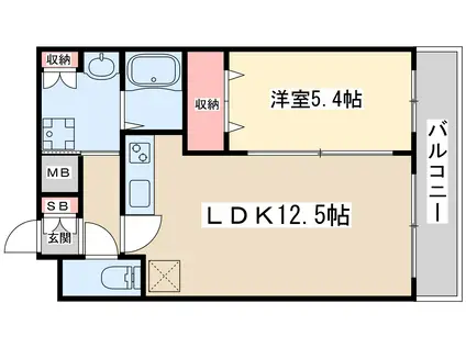 ディームス新大阪(1LDK/13階)の間取り写真