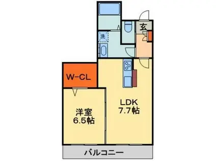 コーポラスミホ桜木(1LDK/1階)の間取り写真