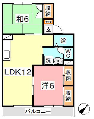 ファミール竹内 A(2LDK/2階)の間取り写真