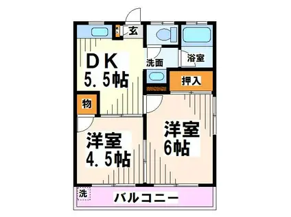 サンハイツ小勝(2DK/2階)の間取り写真