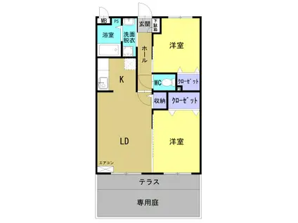 松江芭蕉マンション(2LDK/1階)の間取り写真
