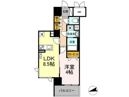 静岡市葵区鷹匠プロジェクト(1LDK/6階)の間取り写真