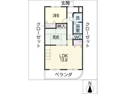 地下鉄鶴舞線 平針駅 徒歩22分 3階建 築30年(2LDK/3階)の間取り写真