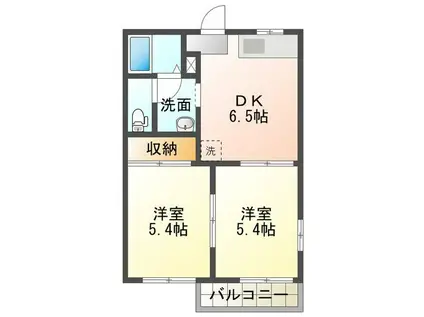 タウニーSAKA A(2DK/2階)の間取り写真