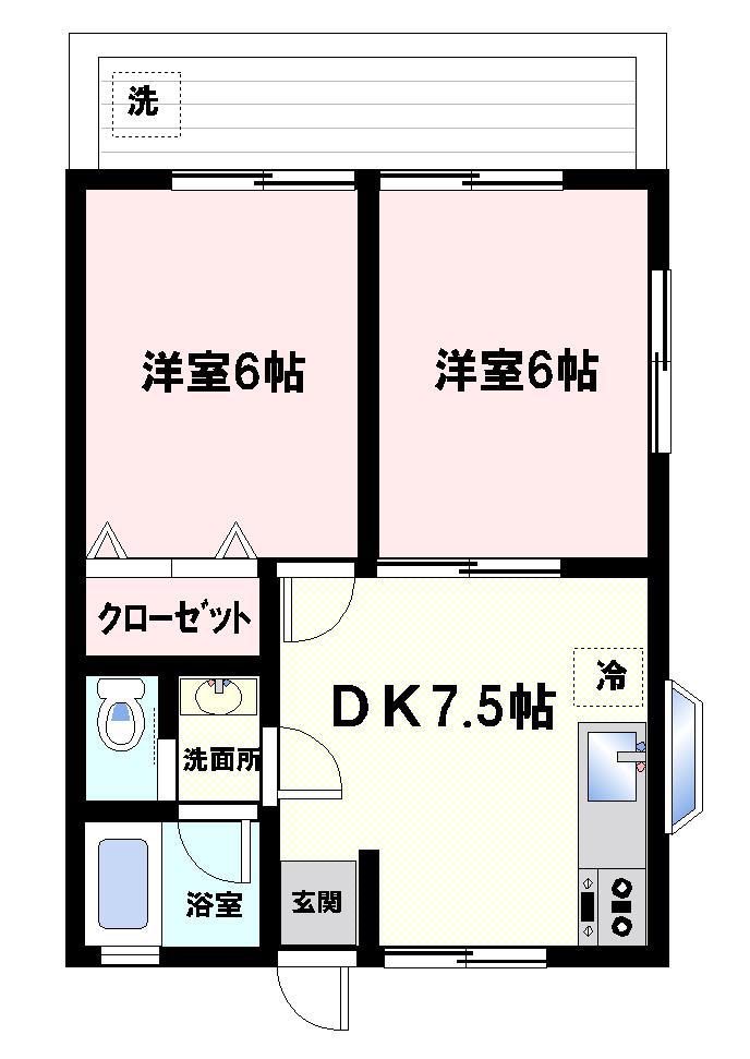スプレンダーKS(2DK/2階)の間取り写真