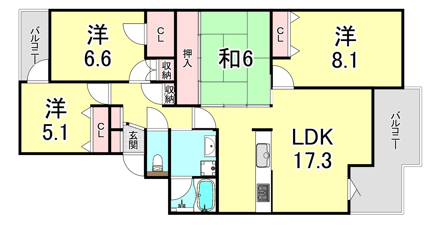 ハイマート舞子坂(4LDK/2階)の間取り写真