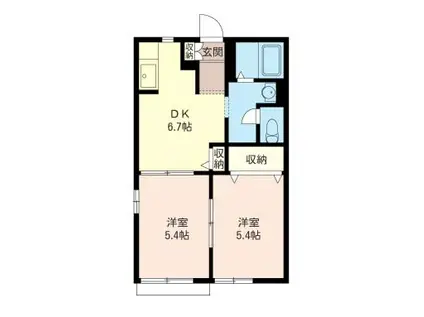 SHAMAISON ハイツ上 A(2DK/1階)の間取り写真