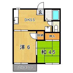 フォーブルハウス塚本(2DK/2階)の間取り写真
