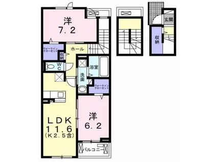 フェリス ソレアードI(1LDK/3階)の間取り写真