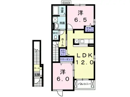 フローレンスIIA(2LDK/2階)の間取り写真