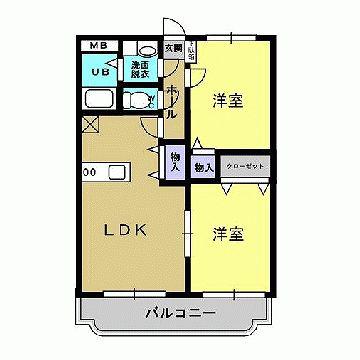 ソレイユ(2LDK/2階)の間取り写真