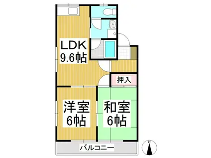 ネオパレス(2LDK/1階)の間取り写真