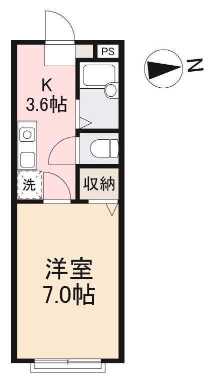 サイエンスアパートメント(1K/2階)の間取り写真