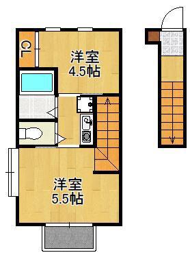 DEAR津田 B棟(2K/2階)の間取り写真