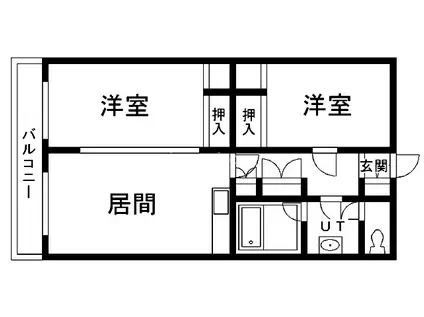 ロイヤルコート安田(2LDK/3階)の間取り写真