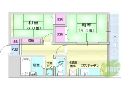 佐藤ビル(2DK/4階)の間取り写真